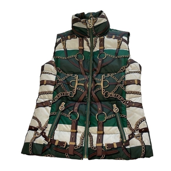 Michael Kors Puffer Vest Equestrian Print - Size XXS - Picture 1 of 14